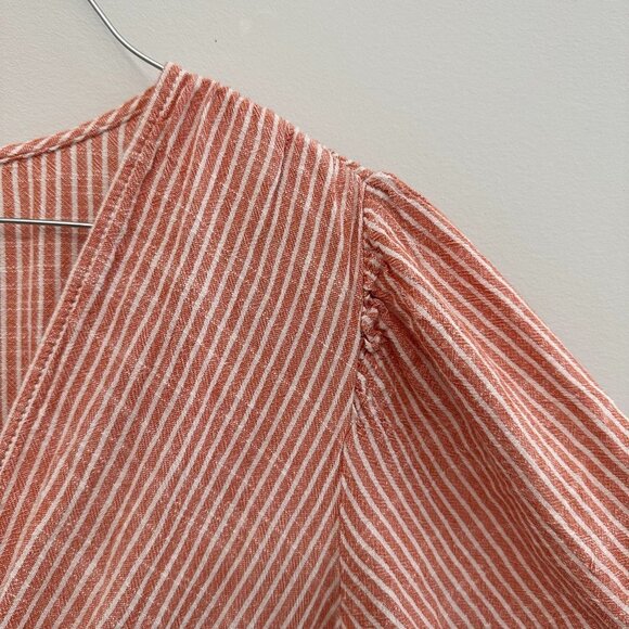 Max Studio Smocked Waist Stripe Tiered Mini Dress Peach Women's XL - Picture 12 of 12